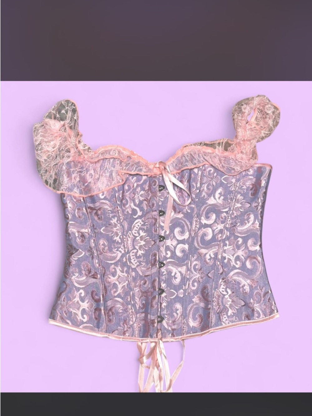 Purple and Pink Brocade Corset Top